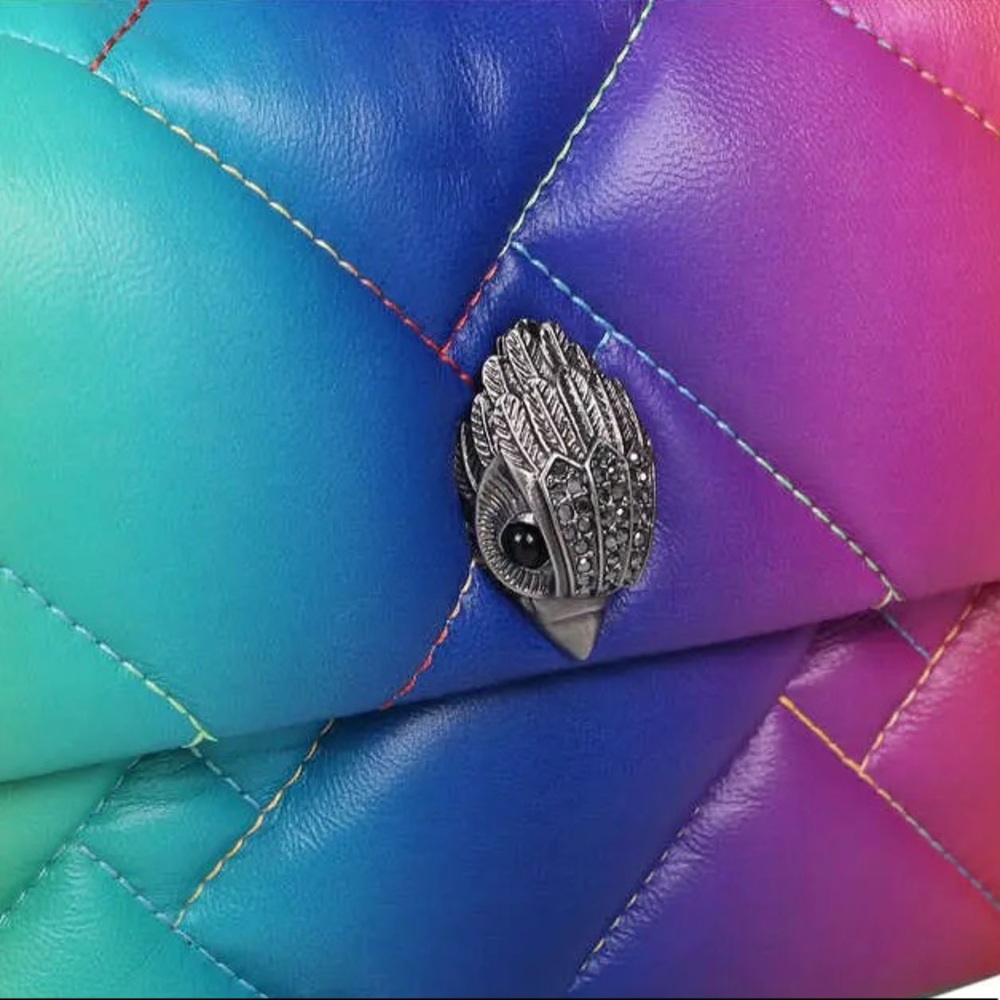 Kurt Geiger Medium Kensington Soft Bag NWT Rainbow Ombre Leather Convertible - Picture 8 of 9